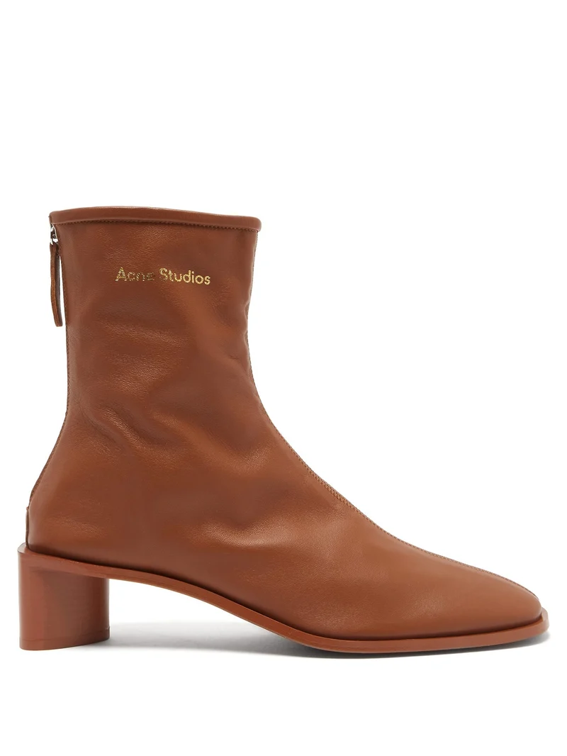 Bertine back-zip stretch-leather ankle boots