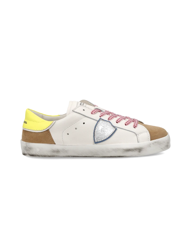 Sneaker Prsx Junior, White Cognac Neon Yellow